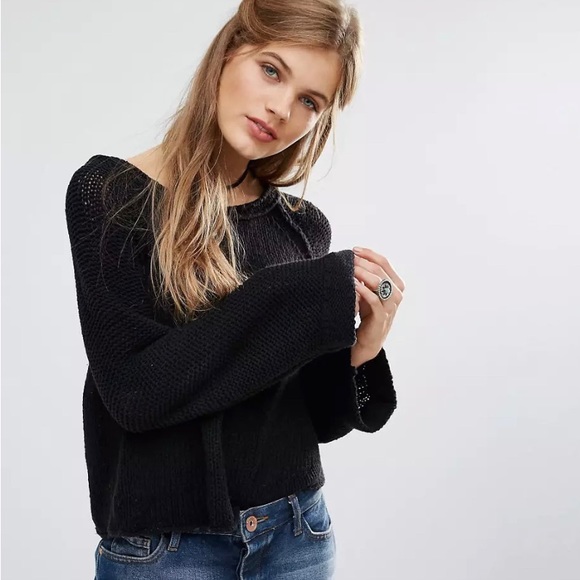 Free People Endless Stories Sweater Size XS Black - Picture 2 of 7
